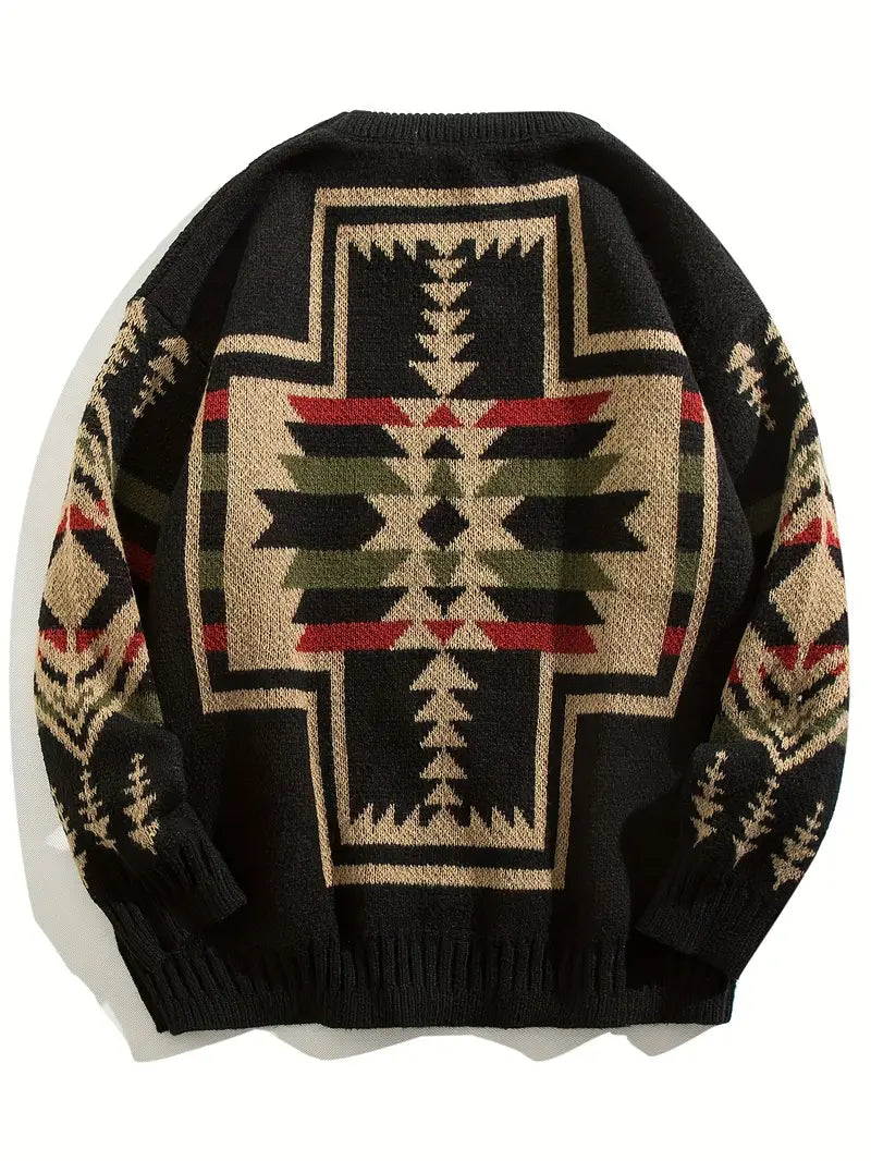 Adelphe - Oversized Gebreide Trui met Aztec-print