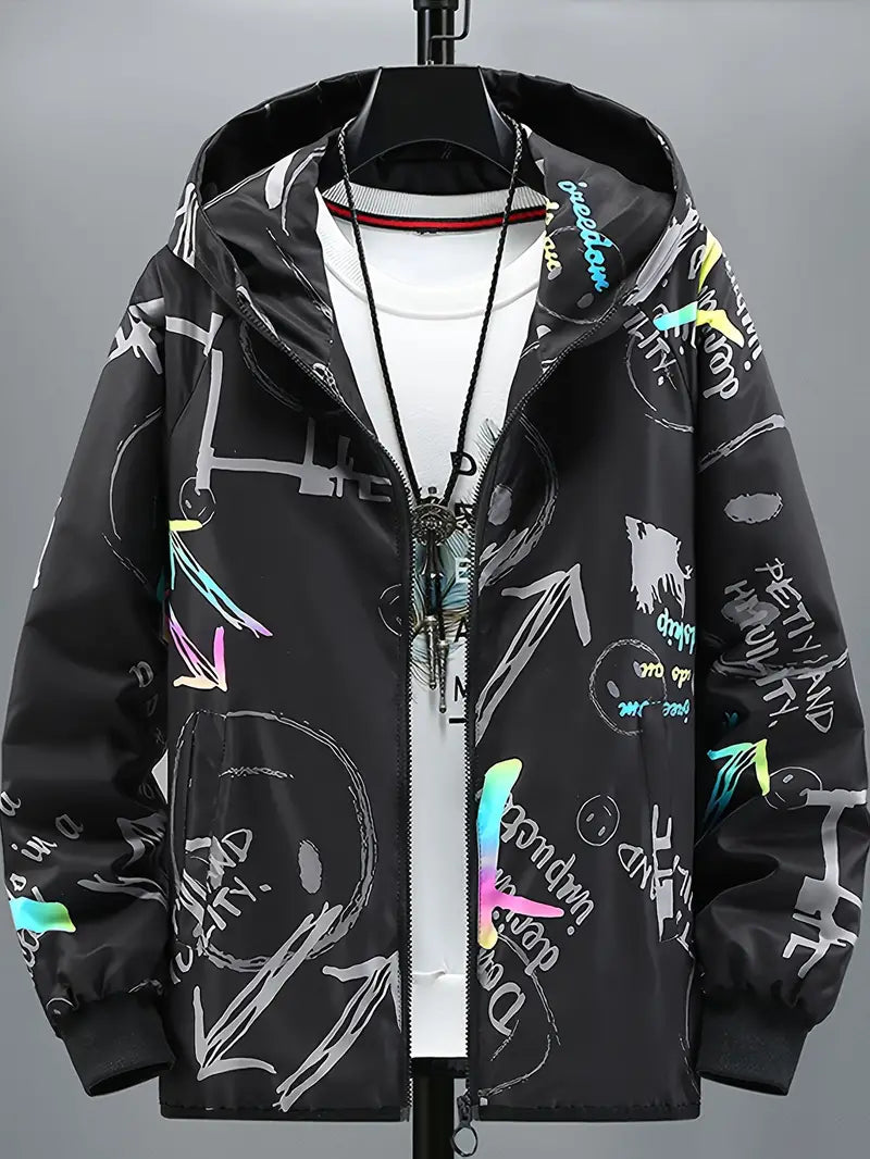 Adje - Grafische Jas met Capuchon