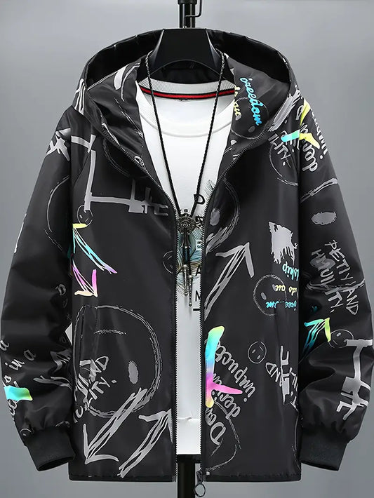 Adje - Grafische Jas met Capuchon