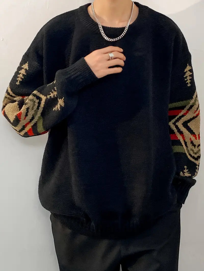 Adelphe - Oversized Gebreide Trui met Aztec-print