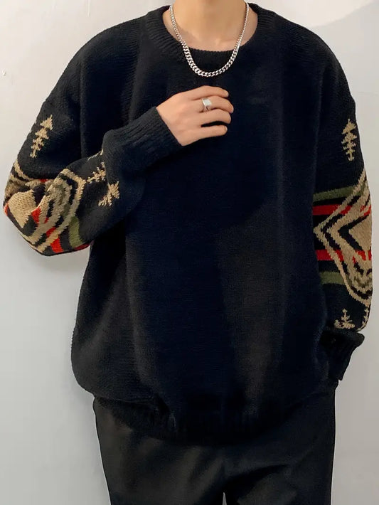 Adelphe - Oversized Gebreide Trui met Aztec-print