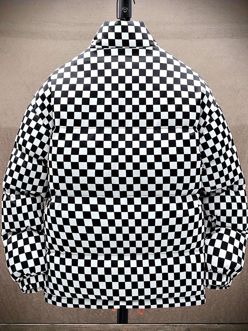 Denny - Warme Winterjas met Schakenpatroon